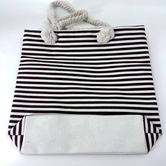 Threaded Pear Striped Tote Bag with Rope Handles‎ - Picture 4 of 8